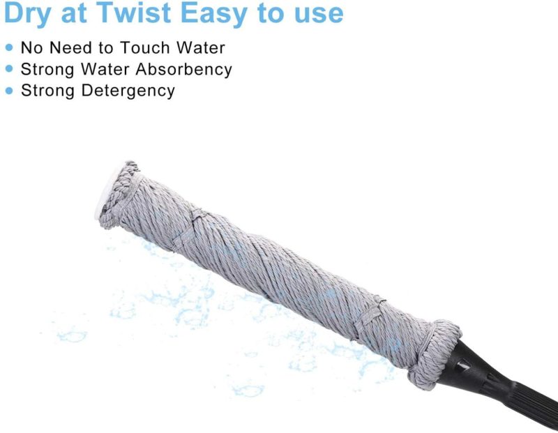 Cleaning Supplies |  Eyliden Twist Mop & Refills Kit – Hand Release – Dry & Wet Mops For Hardwood, Tile Floor Cleaning – Easy To Wring, Include 2 Replacement Heads, 57.7Inch Long Handle, Top Scouring Pad (Grey) Cleaning Supplies Cleaning Supplies