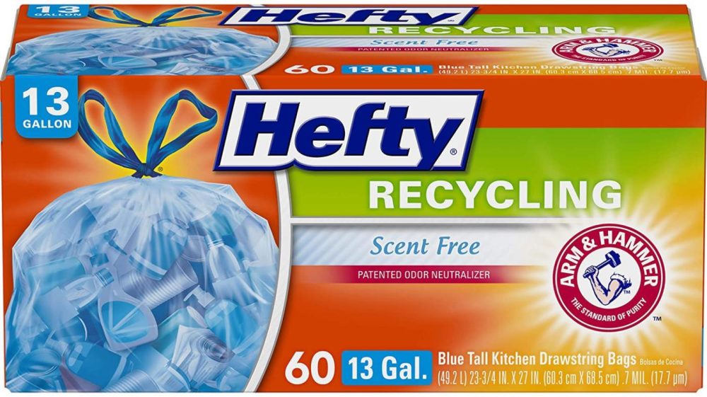 Cleaning Supplies |  Hefty Recycling Trash Bags Cleaning Supplies Blue 13 Gallon - 60 Count