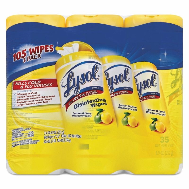 Cleaning Supplies |  Lysol Disinfectant Wipes, Multi-Surface Antibacterial Cleaning Wipes, For Disinfecting And Cleaning, Lemon And Lime Blossom, 105 Count (Pack Of 3) Cleaning Supplies Cleaning Supplies