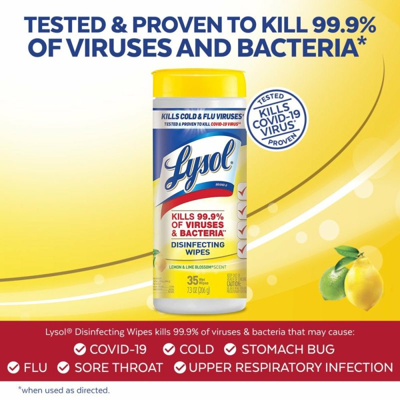 Cleaning Supplies |  Lysol Disinfectant Wipes, Multi-Surface Antibacterial Cleaning Wipes, For Disinfecting And Cleaning, Lemon And Lime Blossom, 105 Count (Pack Of 3) Cleaning Supplies Cleaning Supplies