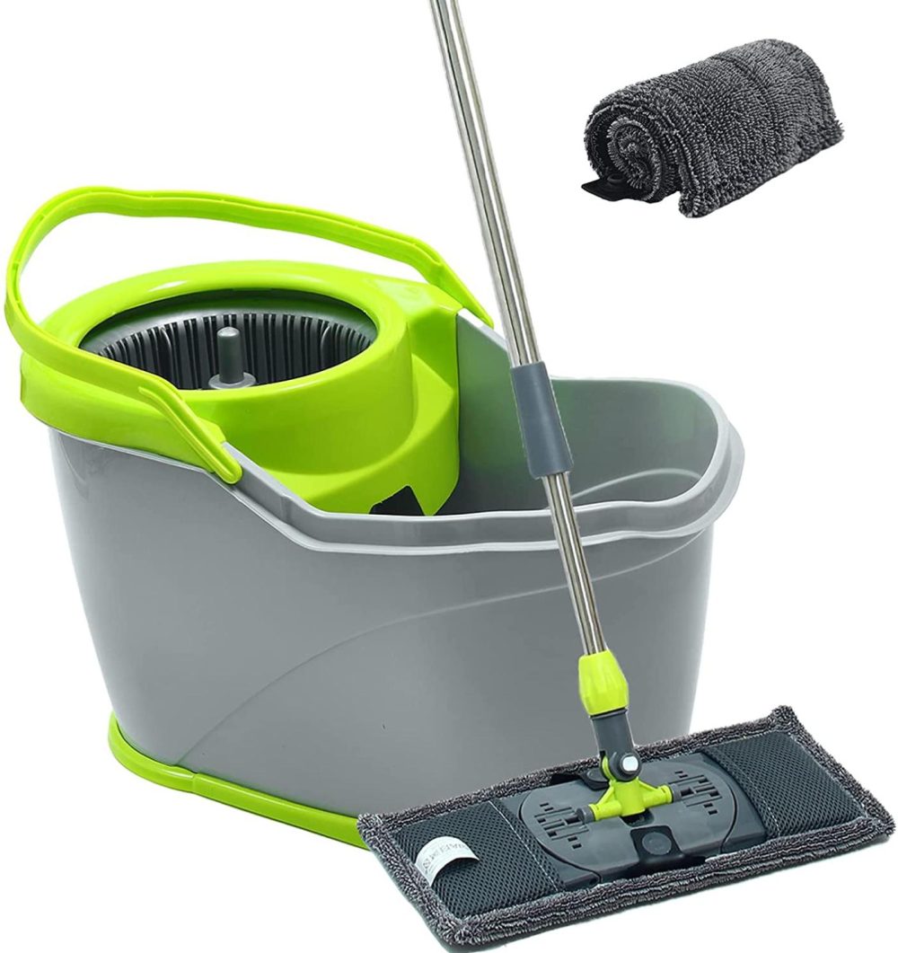 Cleaning Supplies |  Microfiber 360° Spin Flat Mop Bucket Adjustable Handle Floor Cleaning System With Press Cleaning And Spin-Dry Two Devices Cleaning Supplies Cleaning Supplies