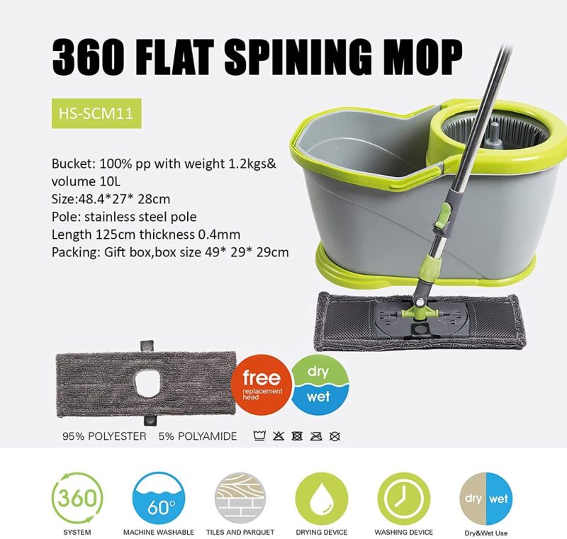 Cleaning Supplies |  Microfiber 360° Spin Flat Mop Bucket Adjustable Handle Floor Cleaning System With Press Cleaning And Spin-Dry Two Devices Cleaning Supplies Cleaning Supplies