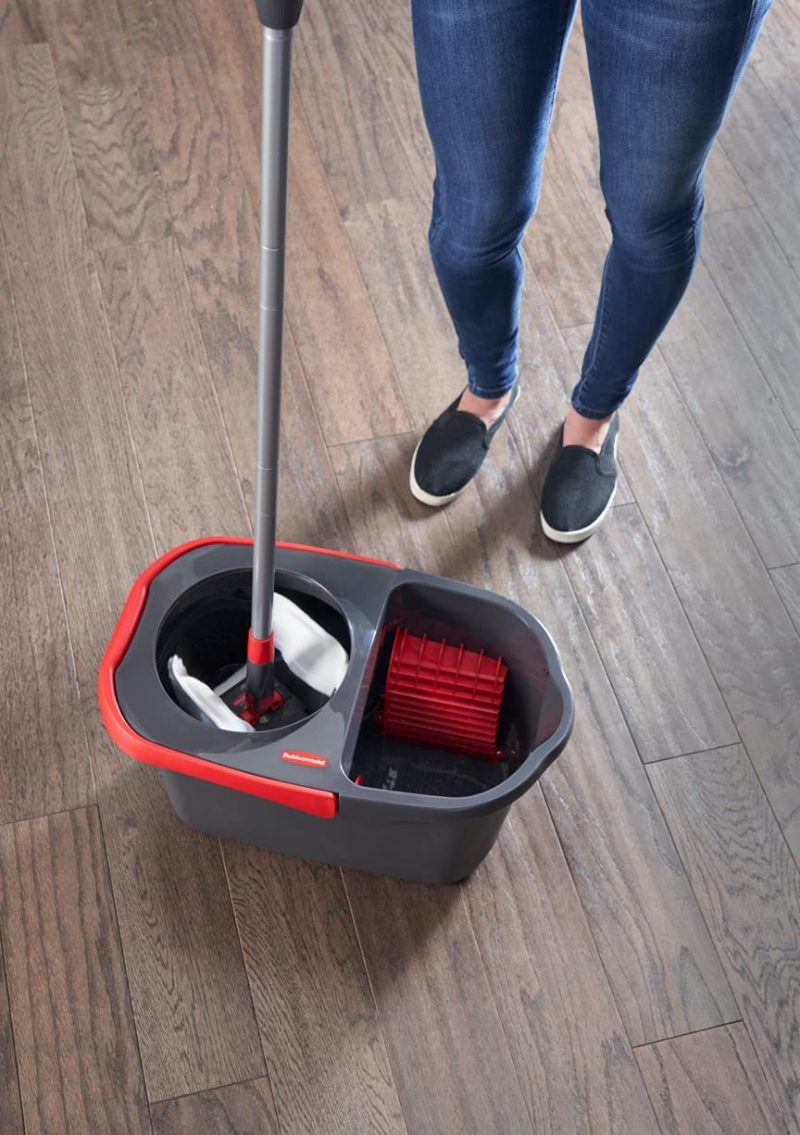 Cleaning Supplies |  Rubbermaid Microfiber Flat Spin Mopping Floor Care System With Wringer Bucket (2104526), Red Cleaning Supplies Cleaning Supplies