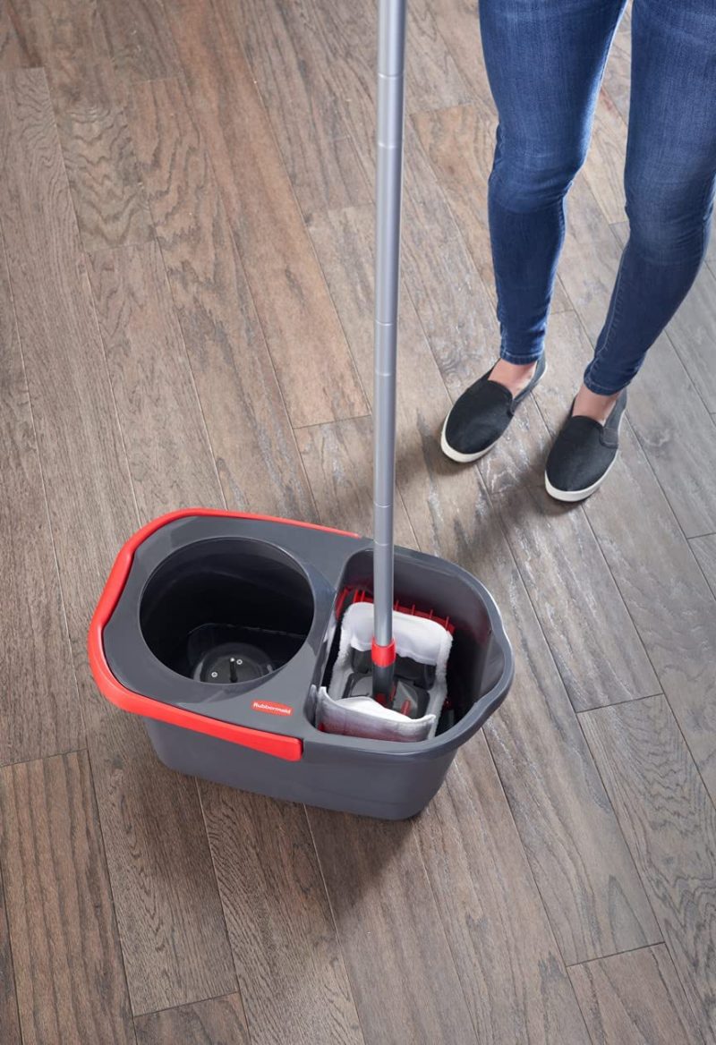 Cleaning Supplies |  Rubbermaid Microfiber Flat Spin Mopping Floor Care System With Wringer Bucket (2104526), Red Cleaning Supplies Cleaning Supplies