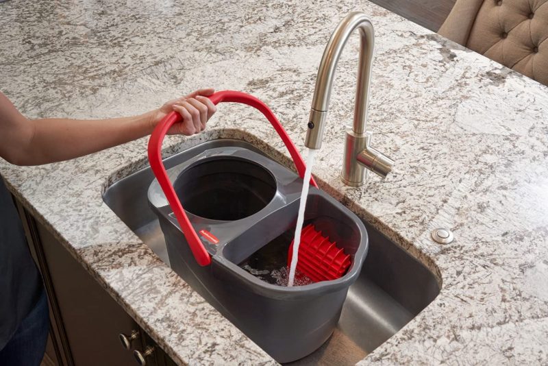 Cleaning Supplies |  Rubbermaid Microfiber Flat Spin Mopping Floor Care System With Wringer Bucket (2104526), Red Cleaning Supplies Cleaning Supplies