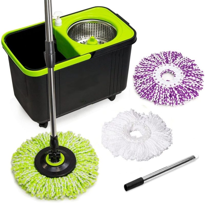 Cleaning Supplies |  Simpli-Magic 79117 Spin Mop Cleaning Kit With Refills, Mop & Refills, Black/Green Cleaning Supplies Cleaning Supplies