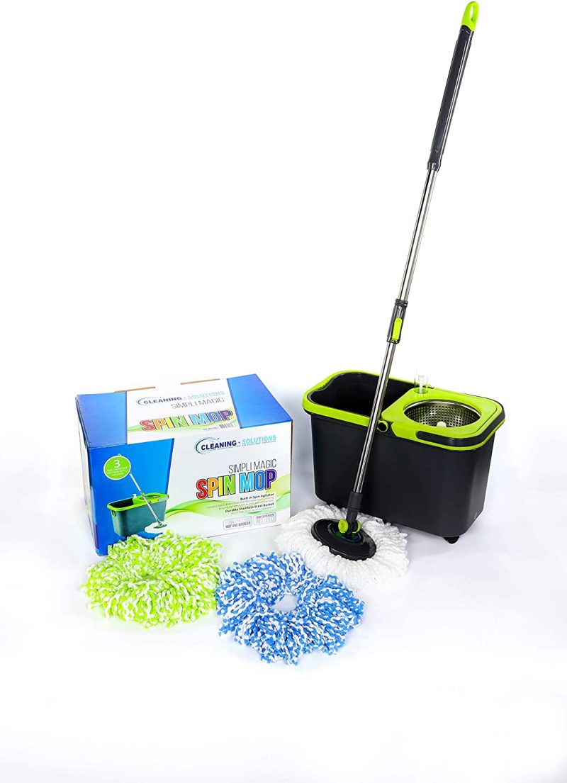 Cleaning Supplies |  Simpli-Magic 79117 Spin Mop Cleaning Kit With Refills, Mop & Refills, Black/Green Cleaning Supplies Cleaning Supplies