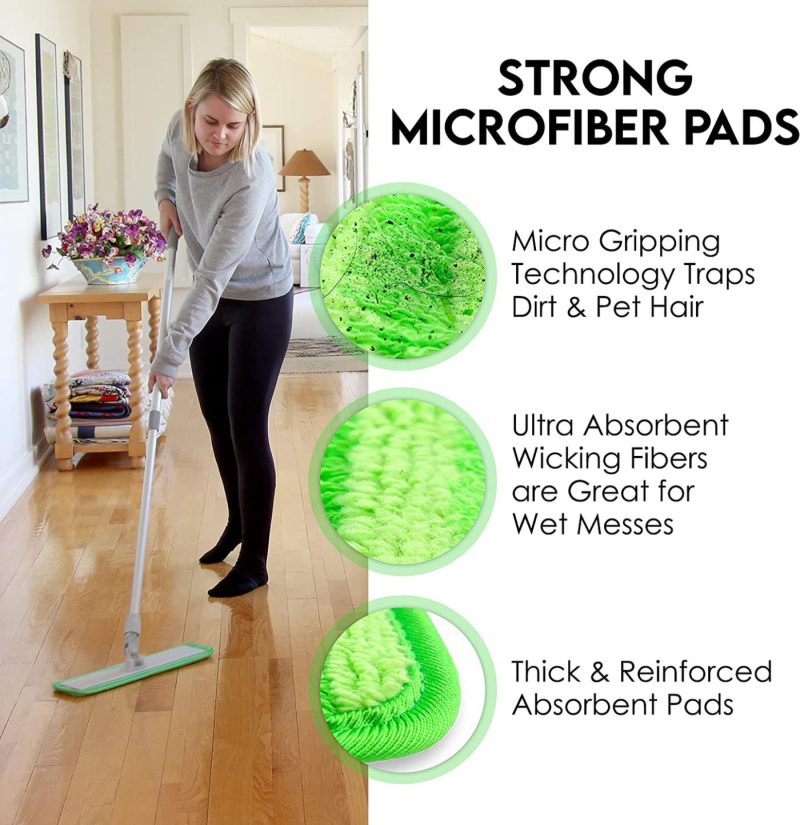 Cleaning Supplies |  Turbo Microfiber Mop Floor Cleaning System – 18-Inch Sweeper With 4 Reusable Pads And 360-Spin Mop Head With Extendable Handle – Household Cleaning Supplies And Tools Cleaning Supplies Cleaning Supplies