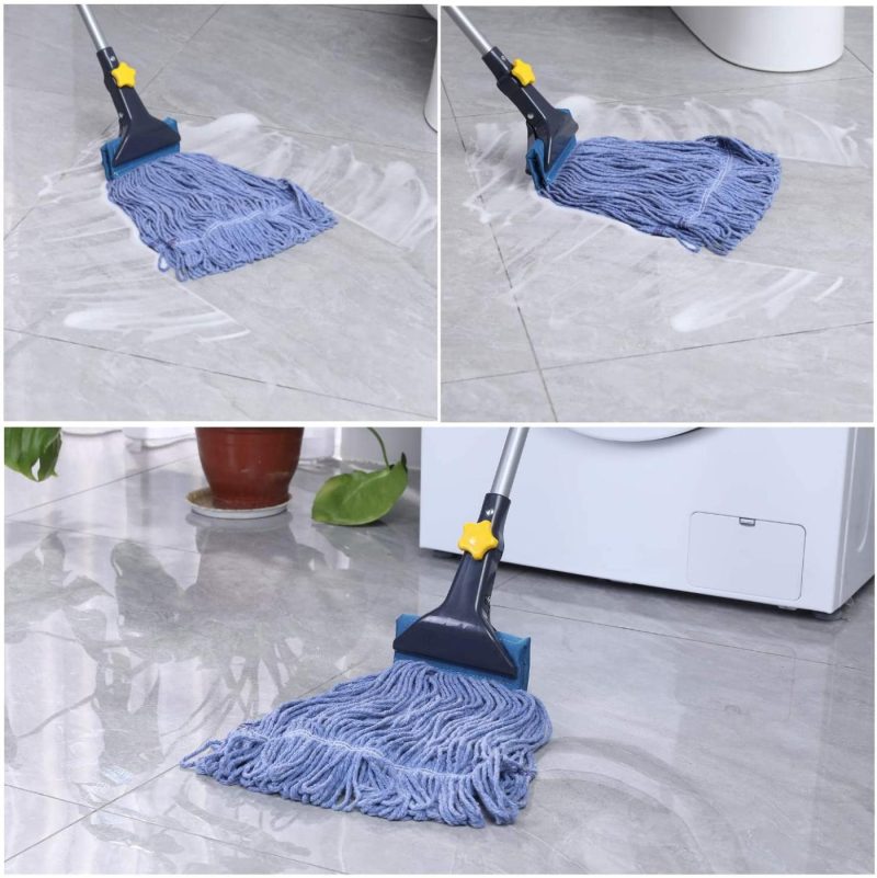 Cleaning Supplies |  Yocada Looped-End String Wet Mop Heavy Duty Cotton Mop Commercial Industrial Grade Iron Pole Jaw Clamp Floor Cleaning 52In Long Cleaning Supplies Cleaning Supplies