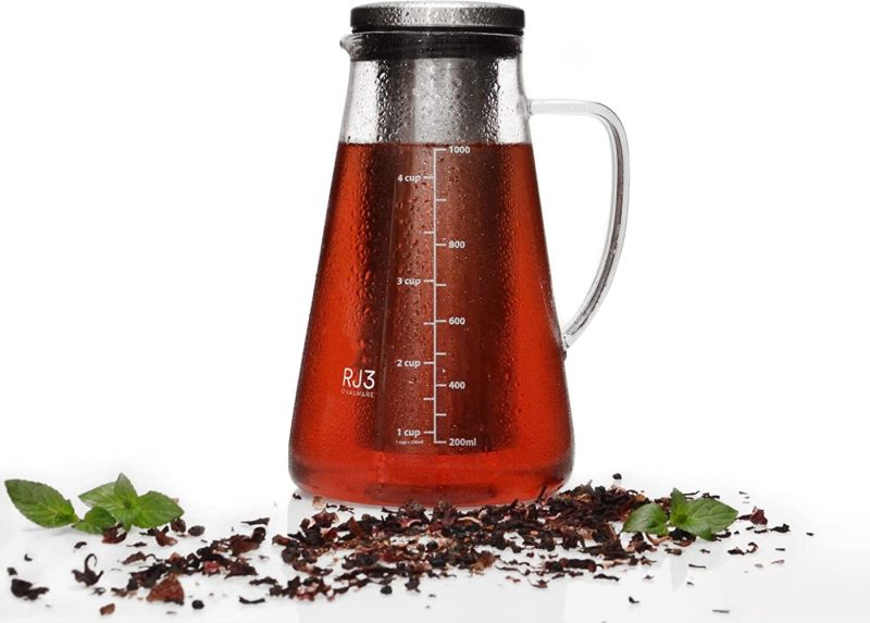 Coffee, Tea & Espresso Appliances |  Airtight Cold Brew Iced Coffee Maker And Tea Infuser With Spout – 1.0L / 34Oz Ovalware Rj3 Brewing Glass Carafe With Removable Stainless Steel Filter Coffee, Tea & Espresso Appliances Coffee, Tea & Espresso Appliances