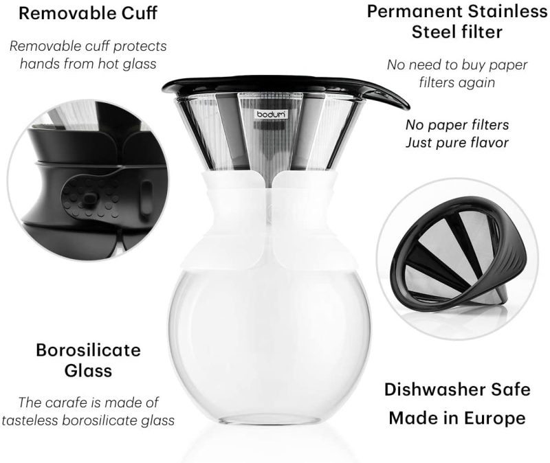 Coffee, Tea & Espresso Appliances |  Bodum Pour Over Coffee Maker With Permanent Filter, 1 Liter, 34 Ounce, Black Band Coffee, Tea & Espresso Appliances Bodum