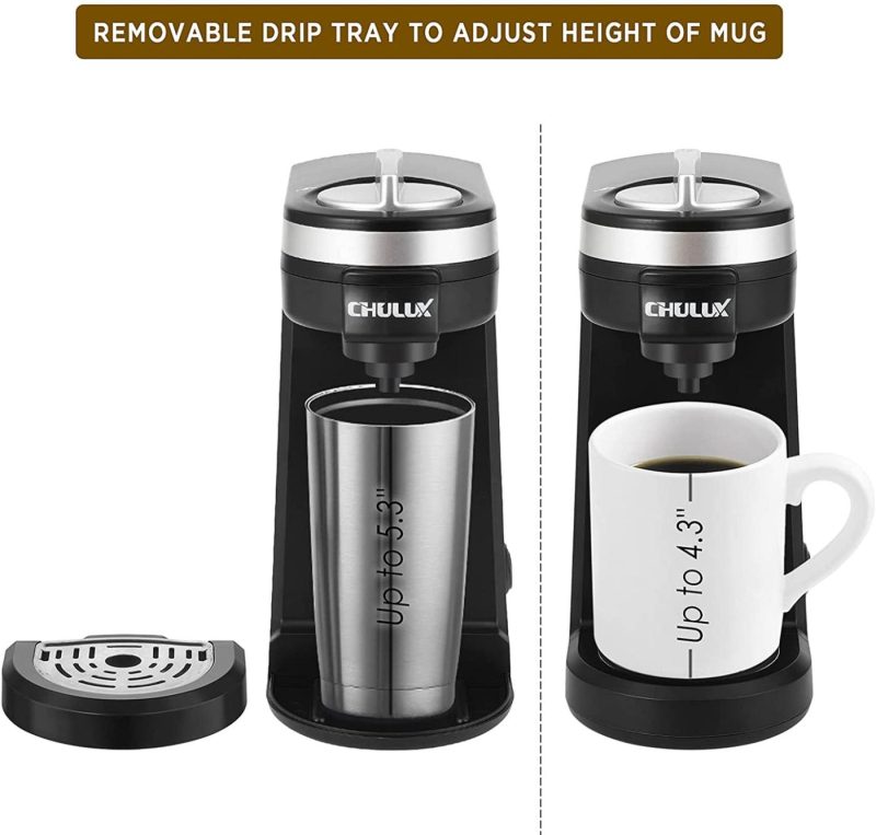 Coffee, Tea & Espresso Appliances |  Chulux Single Serve Coffee Brewer For Pod Capsule With 12 Ounce Built-In Water Tank,800 Watts,Gray Coffee, Tea & Espresso Appliances CHULUX