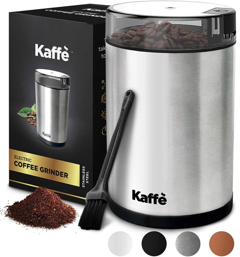 Coffee, Tea & Espresso Appliances |  Kaffe Electric Coffee Grinder – Stainless Steel – 3Oz Capacity With Easy On/Off Button. Cleaning Brush Included. Grind Fresh Coffee Beans Every Time! Coffee, Tea & Espresso Appliances Coffee, Tea & Espresso Appliances