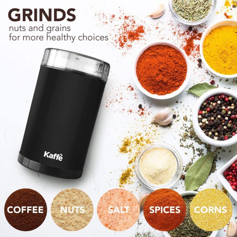 Coffee, Tea & Espresso Appliances |  Kaffe Electric Coffee Grinder – Stainless Steel – 3Oz Capacity With Easy On/Off Button. Cleaning Brush Included. Grind Fresh Coffee Beans Every Time! Coffee, Tea & Espresso Appliances Coffee, Tea & Espresso Appliances