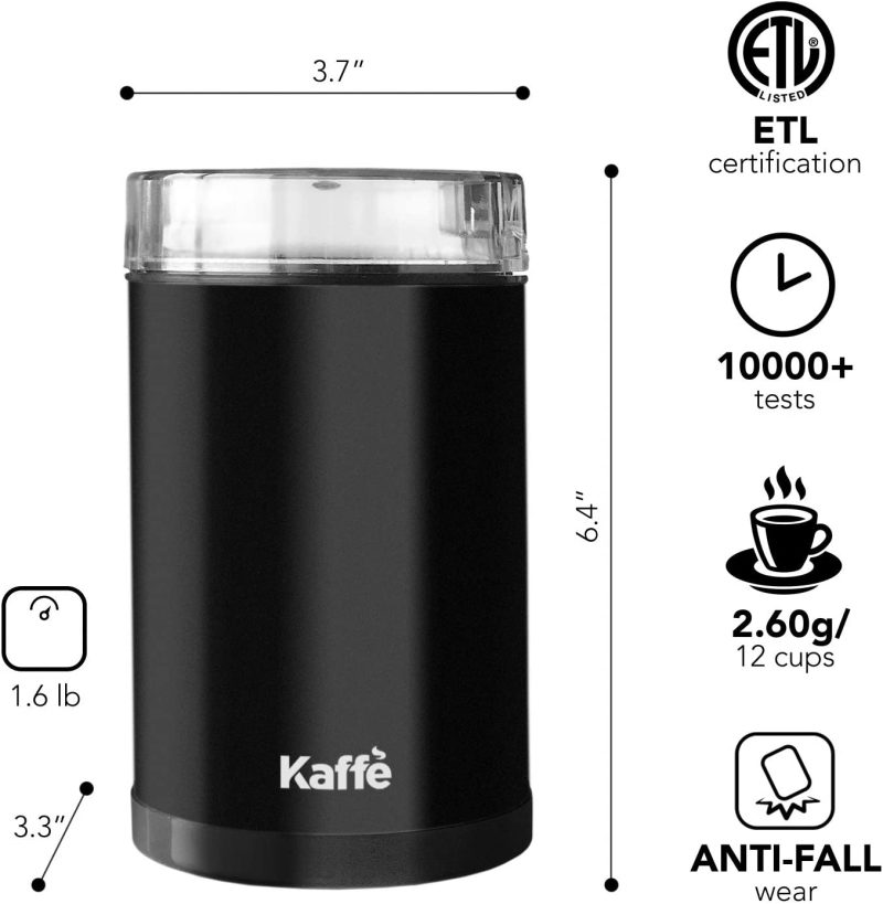 Coffee, Tea & Espresso Appliances |  Kaffe Electric Coffee Grinder – Stainless Steel – 3Oz Capacity With Easy On/Off Button. Cleaning Brush Included. Grind Fresh Coffee Beans Every Time! Coffee, Tea & Espresso Appliances Coffee, Tea & Espresso Appliances