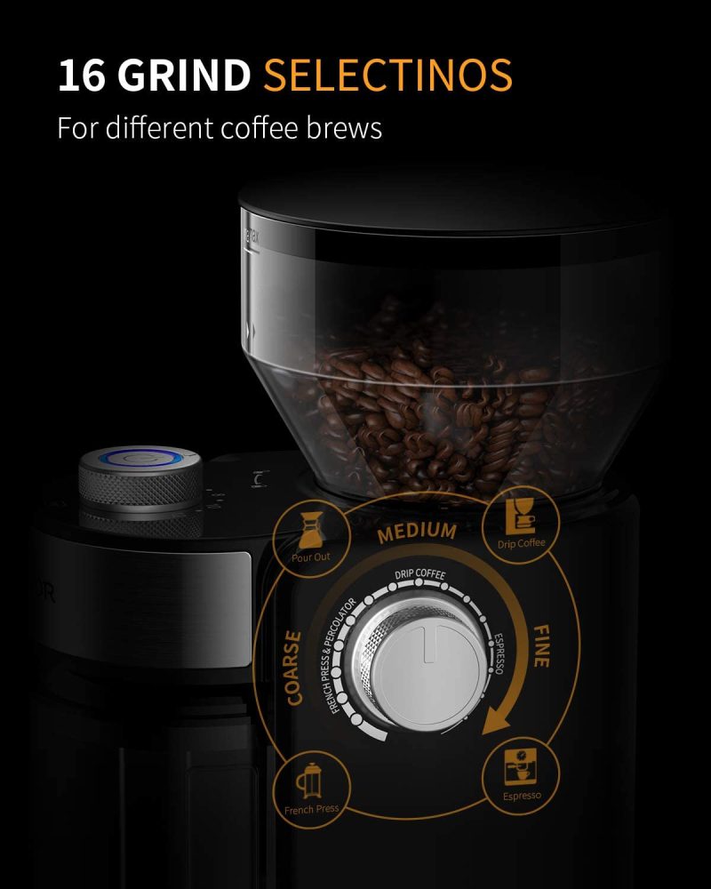 Coffee, Tea & Espresso Appliances |  Shardor Electric Burr Coffee Grinder 2.0, Adjustable Burr Mill With 16 Precise Grind Setting For 2-14 Cup, Black Coffee, Tea & Espresso Appliances Coffee, Tea & Espresso Appliances