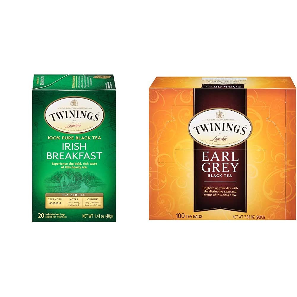 Coffee, Tea & Espresso Appliances |  Twinings Of London Irish Breakfast Black Tea Bags, 20 Count (Pack Of 6) & Earl Grey Black Tea Bags, 100 Count (Pack Of 1) Coffee, Tea & Espresso Appliances Coffee, Tea & Espresso Appliances