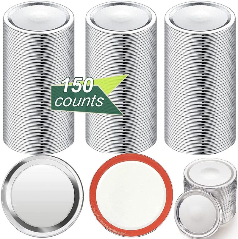 Cookware |  150 Pieces Regular Mouth Canning Lids For Ball, Kerr Jars – Split-Type Metal Mason Jar Lids For Canning – Food Grade Material, 100% Fit & Airtight For Regular Mouth Jars Cookware 150