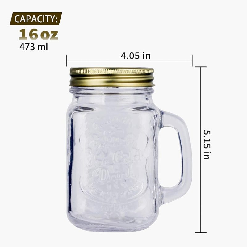 Cookware |  16 Oz Mason Jars Glass Regular Mouth Canning Jars With Airtight Lids & Regular Lids,Glass Canning Jars Ideal For Jellies,Yogurt, Drinking, Jam, Salad,Jam,Shower Favors 1Pcs Cookware 1