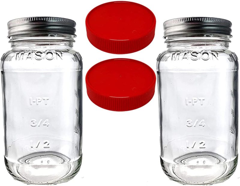 Cookware |  2 Ball Mason Jars – Regular Mouth With 2 Plastic (Bpa Free) Storage Lids- Made In The Usa (16Oz Reg Mouth 2 Pack Green Cookware Cookware