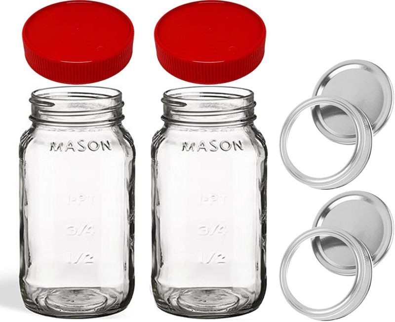 Cookware |  2 Ball Mason Jars – Regular Mouth With 2 Plastic (Bpa Free) Storage Lids- Made In The Usa (16Oz Reg Mouth 2 Pack Green Cookware Cookware