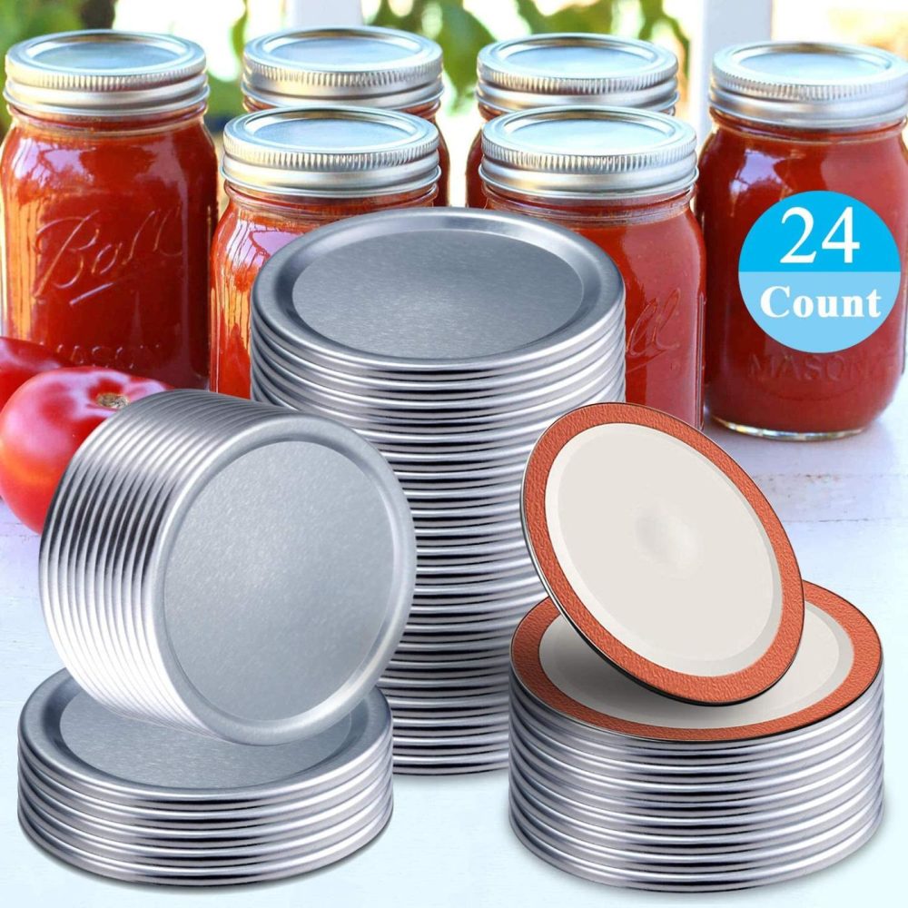 Cookware |  24-Count Canning Lids Regular Mouth Canning Jar Flats For Ball, Kerr Jars Ewadoo Split-Type Metal Mason Jar Lid For Canning-Food-Grade Material-100% Fit & Airtight For Small Mouth Jars Cookware Cookware