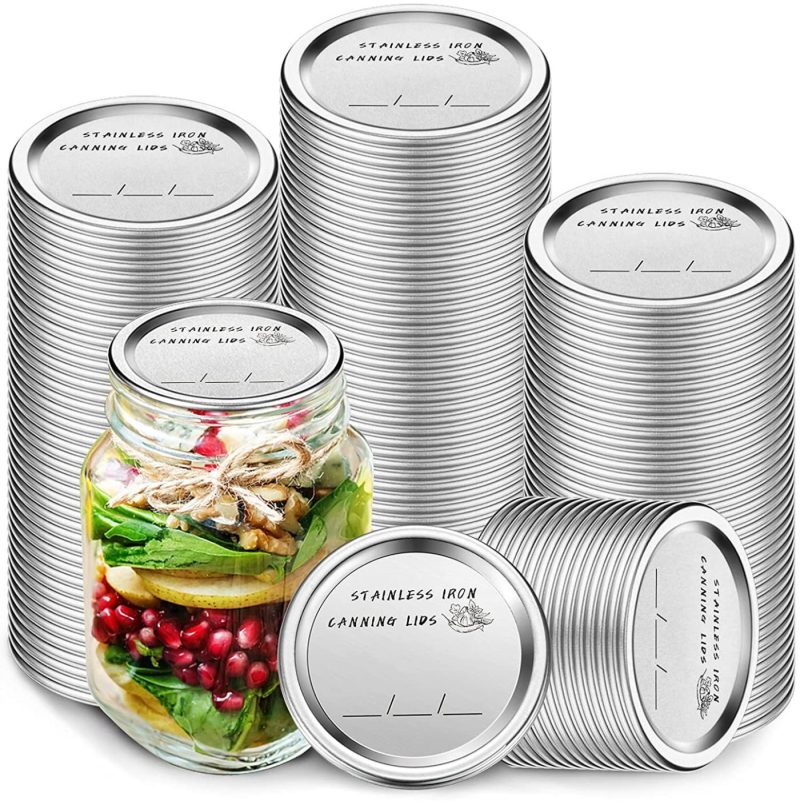 Cookware |  70 Mm Canning Lids Mason Can Jar Lids Split-Type Regular Mouth Lids With Silicone Seals Rings Reusable Leakproof Lids Storage Solid Caps Flat Sealing (100 Pieces) Cookware 100