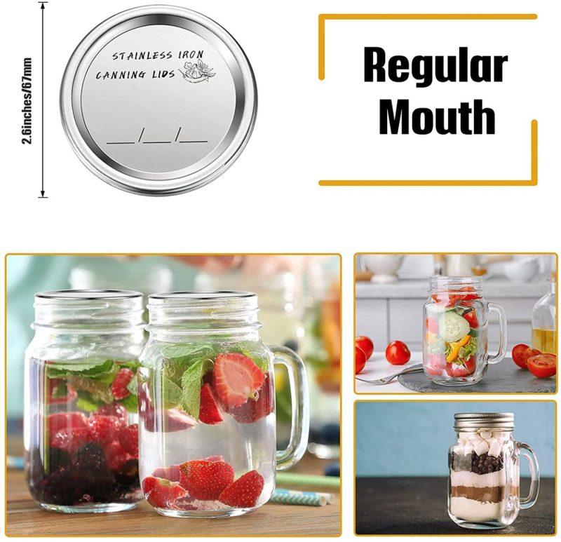 Cookware |  70 Mm Canning Lids Mason Can Jar Lids Split-Type Regular Mouth Lids With Silicone Seals Rings Reusable Leakproof Lids Storage Solid Caps Flat Sealing (100 Pieces) Cookware 100