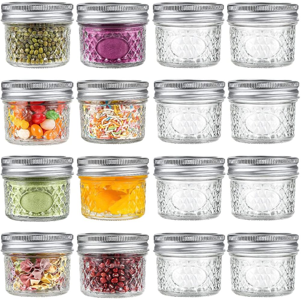 Cookware |  Aitsite 4 Oz Mason Jars, 16 Piece Canning Jar Set With Regular Lids, Ideal For Jelly, Jam, Honey, Wedding Favors, Shower Favors, Baby Foods, Diy Magnetic Spice Jars Cookware 16