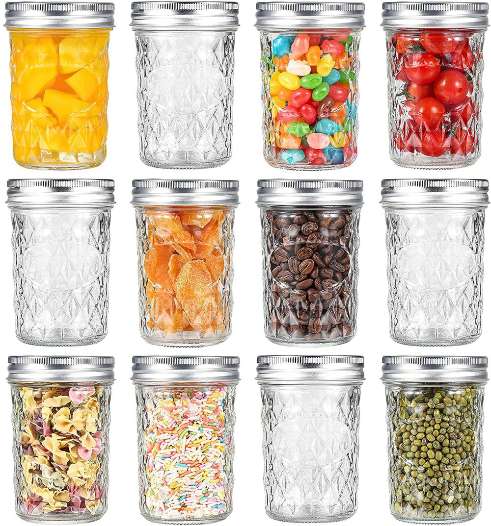 Cookware |  Aitsite 8 Oz Mason Jars, 12 Piece Canning Jar Set With Regular Lids, Ideal For Jelly, Jam, Honey, Wedding Favors, Shower Favors, Baby Foods, Diy Magnetic Spice Jars Cookware 12