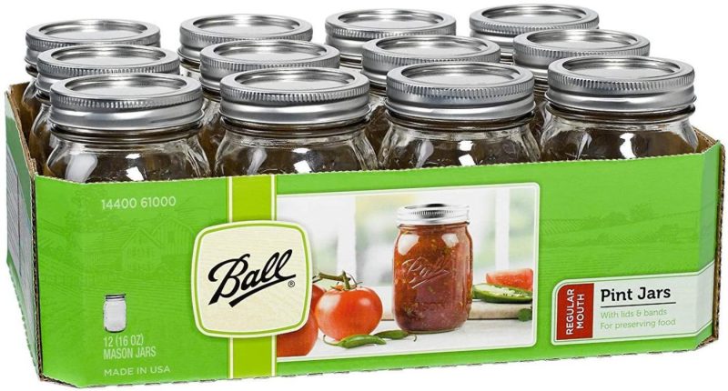 Cookware |  Ball Regular Mouth 16-Ounces Mason Jar With Lids And Bands (12-Units), 12-Pack, As Shown Cookware Ball