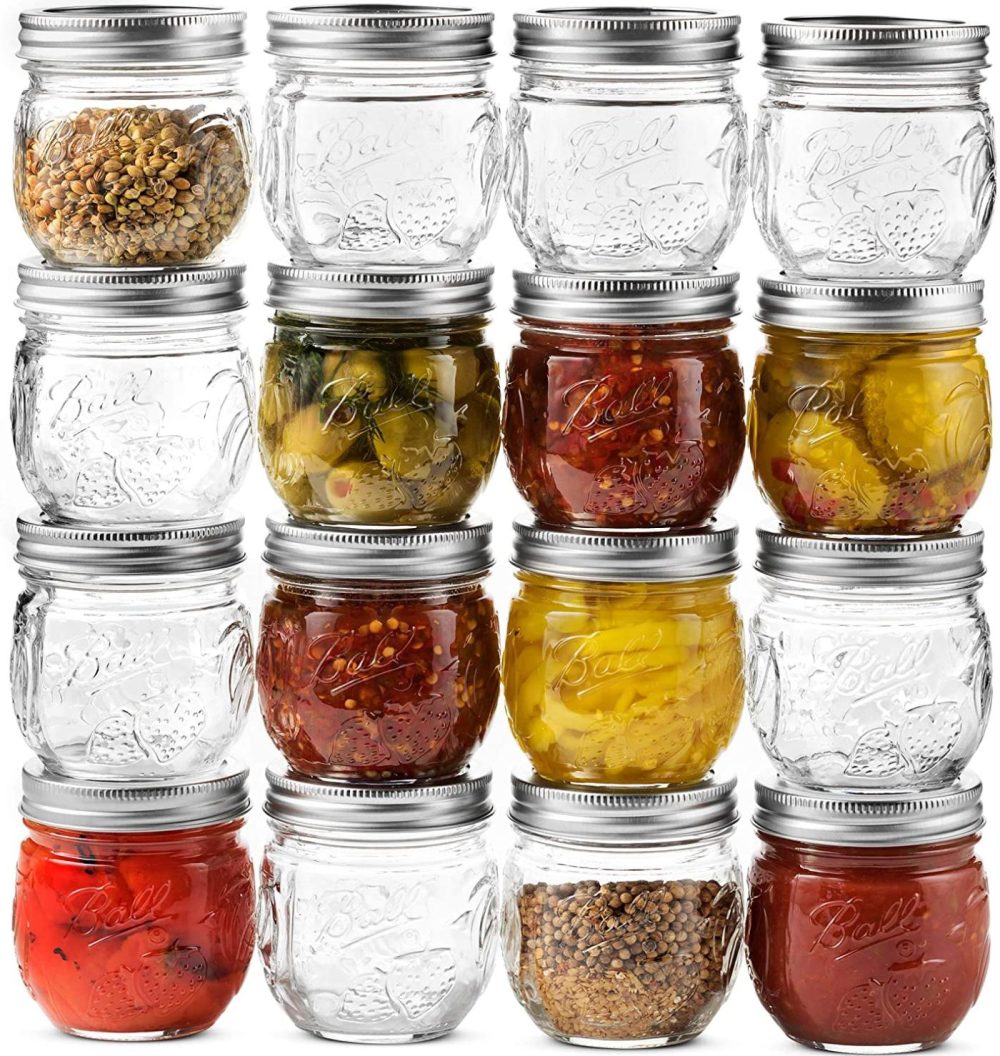 Cookware |  Ball Regular Mouth Mason Jar 8 Oz, [Set Of 16] Canning Jars, With Airtight Lids & Bands – Toxin-Free – For Canning, Fermenting, Pickling – Beverages, Storage & Decor – Bundled With Sewanta Jar Opener. Cookware Cookware