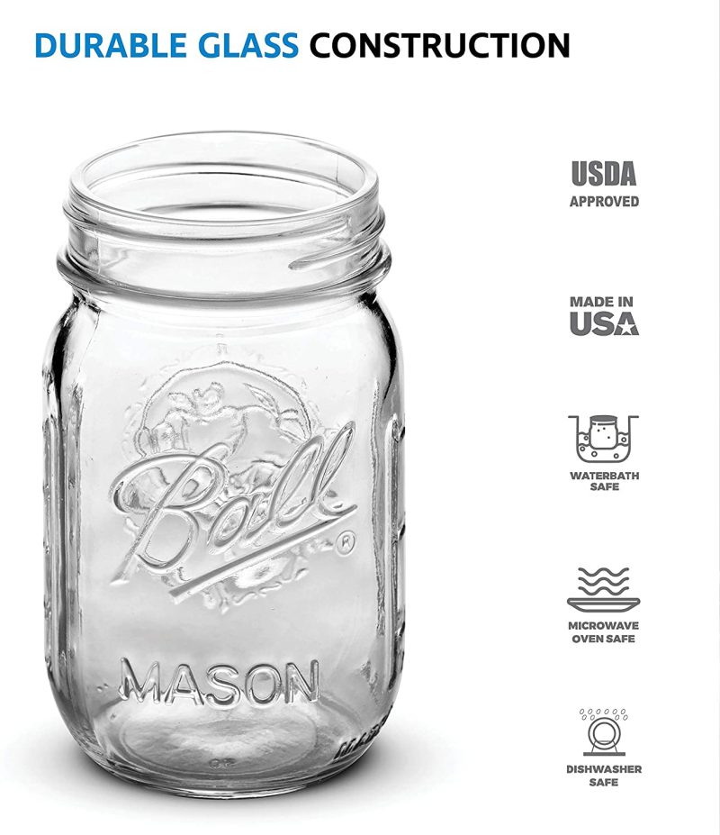 Cookware |  Ball Regular Mouth Mason Jars 16 Oz [20 Pack] With Mason Jar Lids And Bands, Ball Mason Jars 16 Oz – For Canning, Fermenting, Pickling, Jar Decor. Microwave/Freeze/Dishwasher Safe + Sewanta Jar Opener Cookware 20