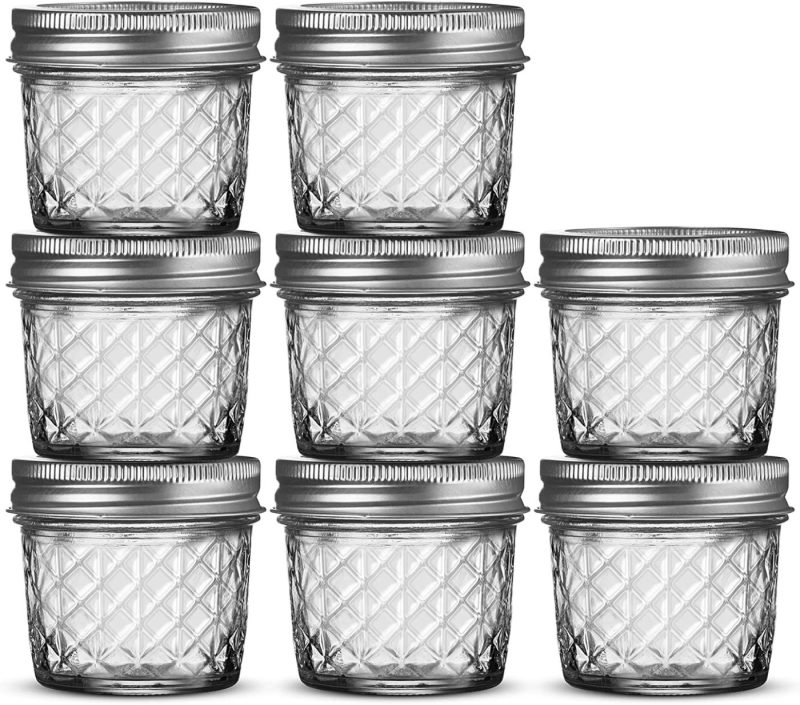 Cookware |  Ball Regular Mouth Mason Jars 4 Oz [8 Pack] Ball Jelly Jars 4 Oz With Lids For Canning, Fermenting, Conserving Syrups, Sauces, Jams, Baby Foods – Microwave/Freezer/Dishwasher Safe + Sewanta Jar Opener Cookware Cookware