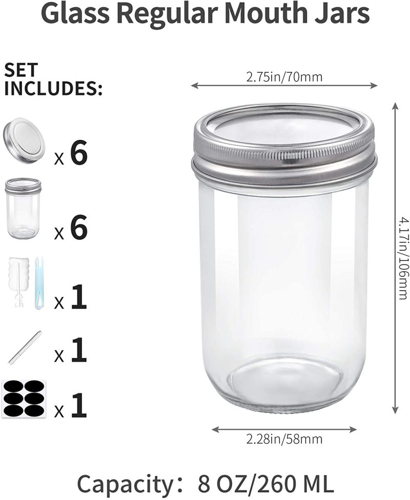 Cookware |  Foruisin 20 Oz (8-Set) Wide Mouth Large Mason Jars With Lids And Bands, Quilted Crystal Style Glass Canning Jars, Ideal Fruit & Vegetable Slices, Pickles, Tomato Based Juices & Sauces Cookware Cookware