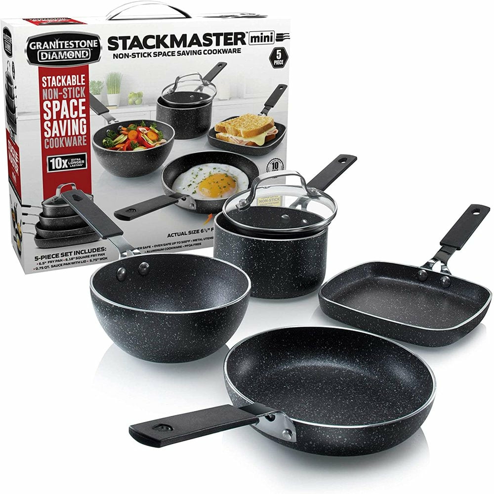 Cookware |  Granite Stone Mini Stackmaster Pots And Pans Set 5 Pcs Nonstick Cookware Set Cookware Cookware