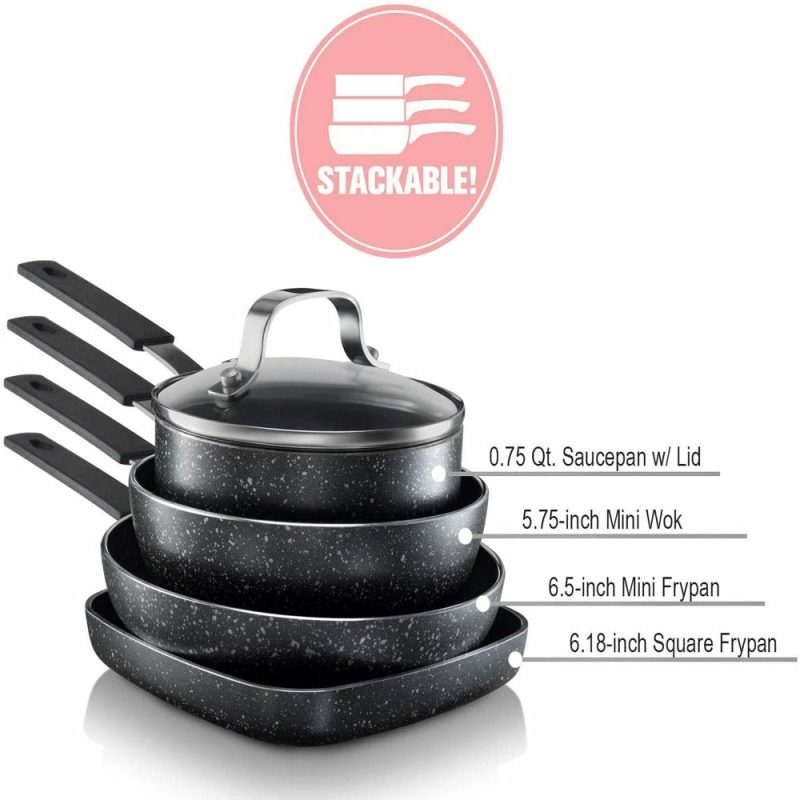 Cookware |  Granite Stone Mini Stackmaster Pots And Pans Set 5 Pcs Nonstick Cookware Set Cookware Cookware