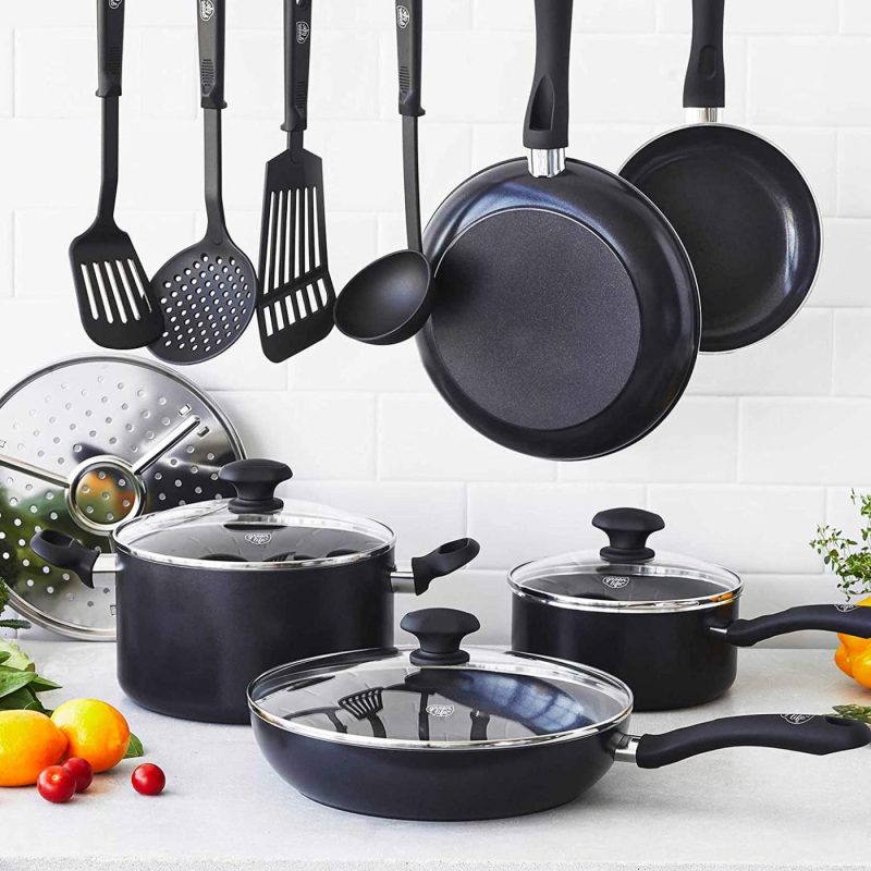 Cookware |  Greenlife Soft Grip Diamond Healthy Ceramic Nonstick, Cookware Pots And Pans Set, 13 Piece, Black Cookware black