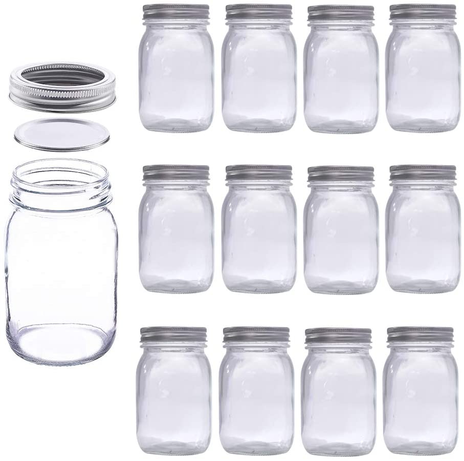 Cookware |  Hovico Mason Jars 17 Oz With Regular Lids And Bands, Ideal For Jam,Dishwasher Safe Mason Jar For Fermenting, Kombucha, Kefir, Storing And Canning Uses, Clear- Set Of 12 (Type C) Cookware Cookware