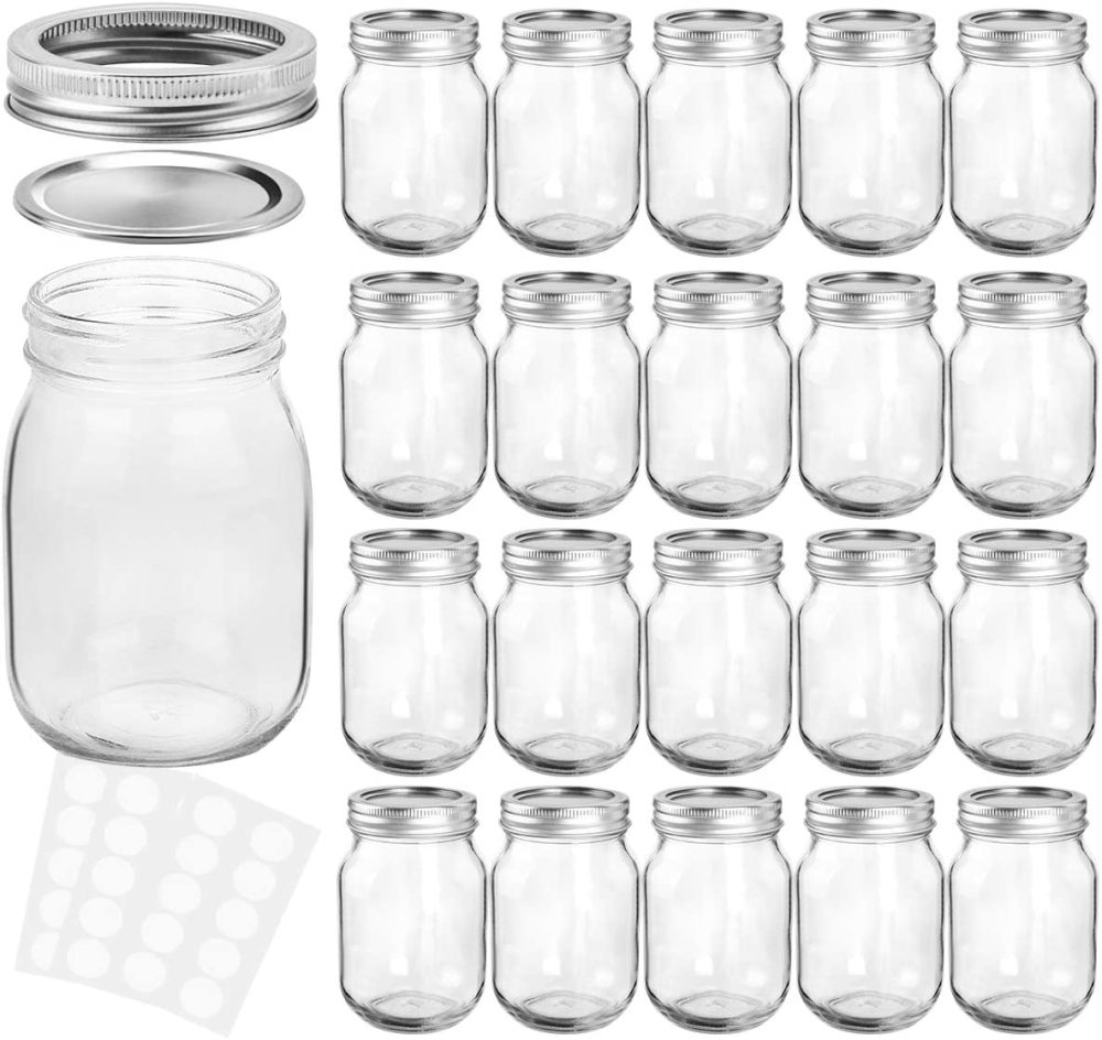 Cookware |  Kamota Mason Jars 12 Oz With Regular Lids And Bands, Ideal For Jam, Honey, Wedding Favors, Shower Favors, Baby Foods, Diy Magnetic Spice Jars, 20 Pack, 30 Whiteboard Labels Included Cookware Cookware