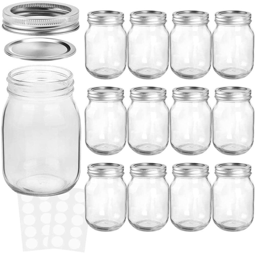 Cookware |  Kamota Mason Jars 16 Oz With Regular Lids And Bands, Ideal For Meal Prep, Jam, Honey, Wedding Favors, Shower Favors, Baby Foods, Diy Magnetic Spice Jars, 12 Pack, 20 Whiteboard Labels Included Cookware Cookware