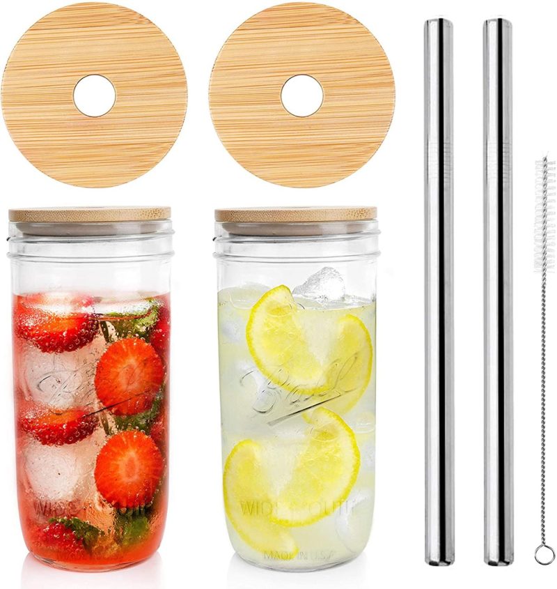 Cookware |  Mason Jar With Lids And Straws 16Oz With Handles, Set Of 6 Mason Jar With Handle, Regular Mouth Mason Jars 16 Oz, Mason Jar Cups With Lids And Straws, Set Of 6 Mason Jar Drinking Glasses Cookware CDILOGO