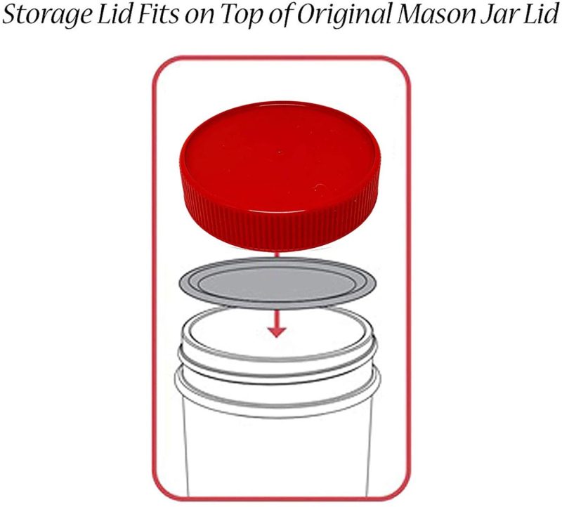 Cookware |  Mason Jars 16 Oz With Plastic Mason Jar Lids (Bpa Free) Pint Mason Jars Regular Mouth (Set Of 2 – Red) By Jarming Collections Cookware Cookware