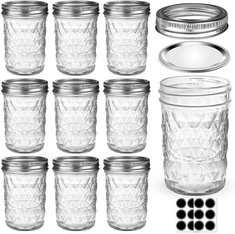 Cookware |  Mason Jars 8 Oz, Aiviki Glass Regular Mouth Canning Jars With Silver Metal Airtight Lids And Bands For Sealing, Canning, Dry Food, Preserving, Jam, Honey, Jelly, Meal Prep, Overnight Oats, Food Storage, Salads 15 Pack 20 Whiteboard Labels Cookware 15