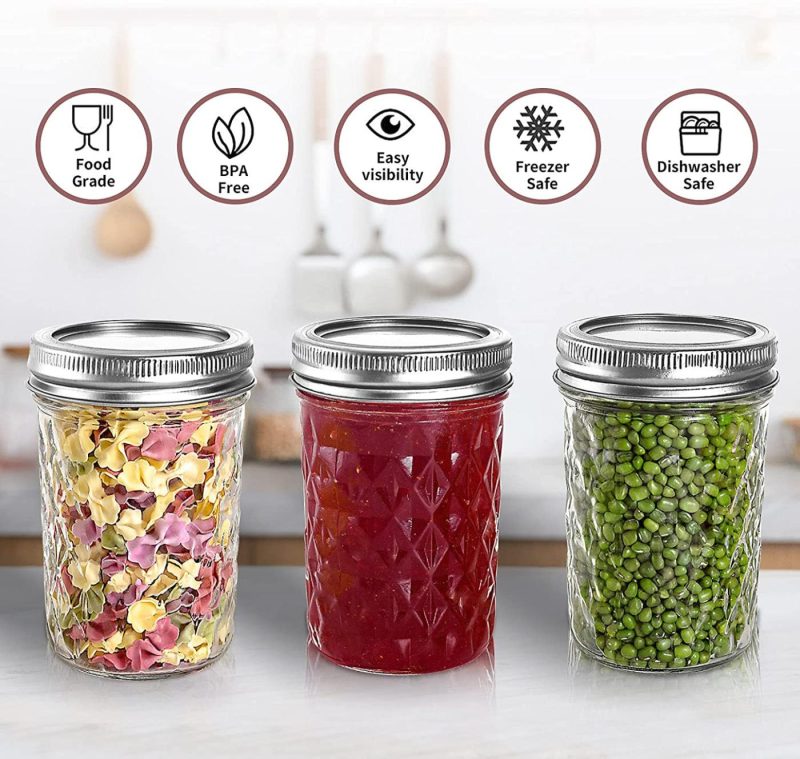 Cookware |  Mason Jars 8 Oz, Aiviki Glass Regular Mouth Canning Jars With Silver Metal Airtight Lids And Bands For Sealing, Canning, Dry Food, Preserving, Jam, Honey, Jelly, Meal Prep, Overnight Oats, Food Storage, Salads 15 Pack 20 Whiteboard Labels Cookware 15