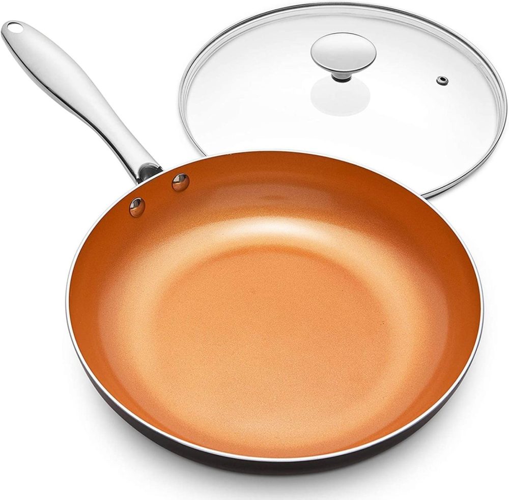 Cookware |  Michelangelo Frying Pan With Lid, Nonstick 8 Inch Frying Pan With Ceramic Titanium Coating, Copper Frying Pan With Lid, Small Frying Pan 8 Inch, Nonstick Frying Pans, Small Copper Skillet – 8 Inch Cookware Cookware