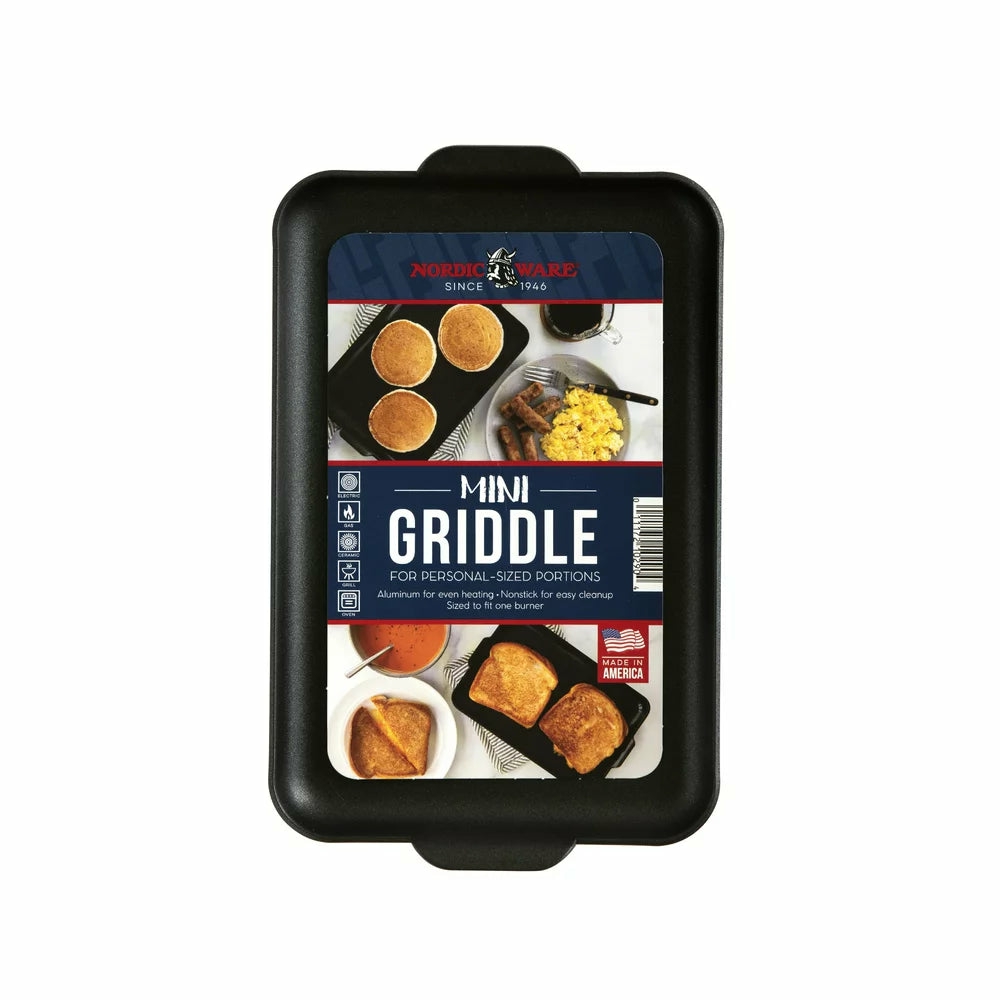 Cookware |  Mini Griddle Nonstick Aluminum, Black And Silver, 11.5" X 7.2" X 1" Cookware Cookware