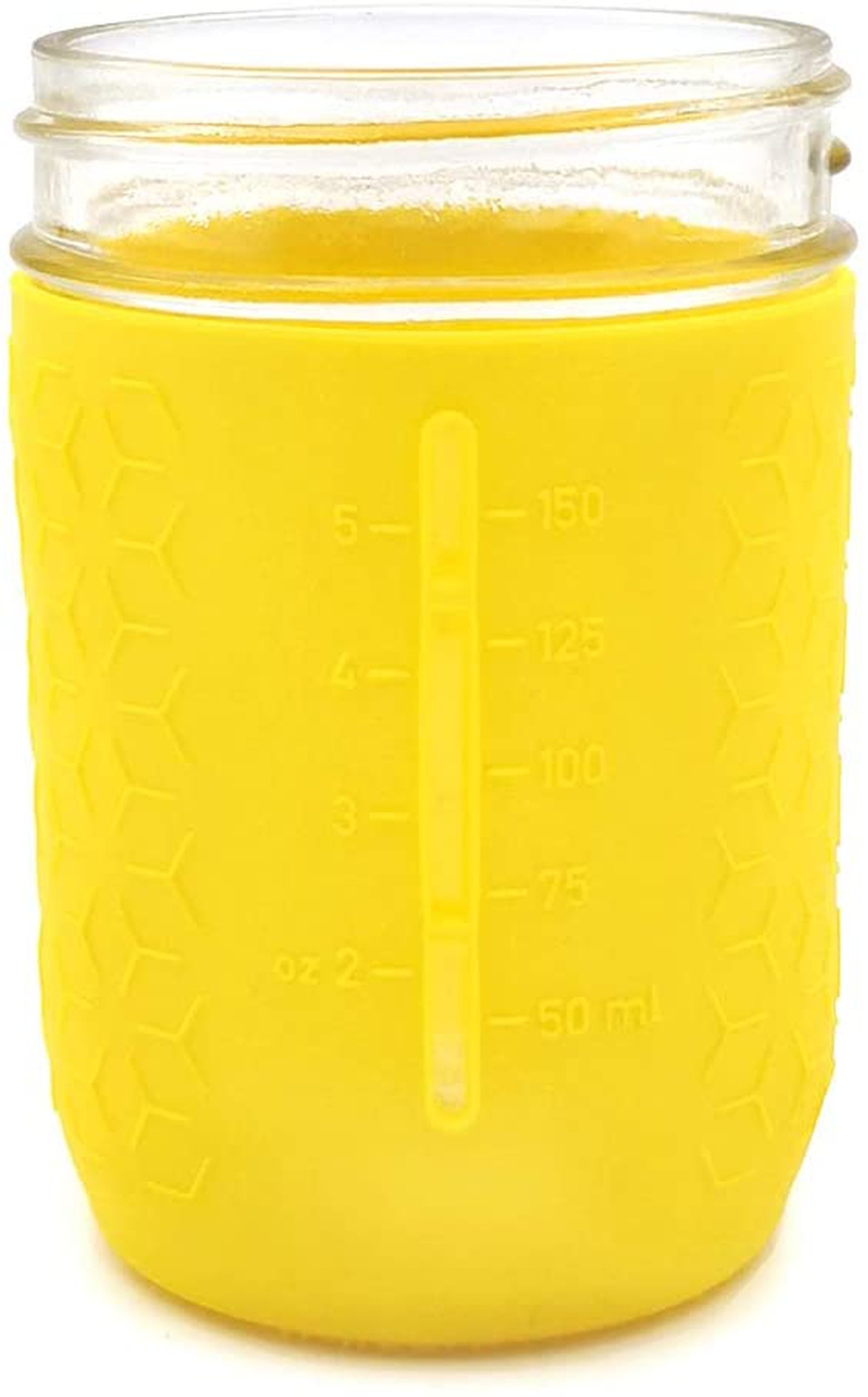 Cookware |  Minliving Silicone Mason Jar Protector Sleeve 8Oz (Half Pint) Fits Ball, Kerr Regular-Mouth Jars, Kids Cup Holder (Yellow, 1) Jar Not Included Previously Known As Hallgems Cookware Cookware