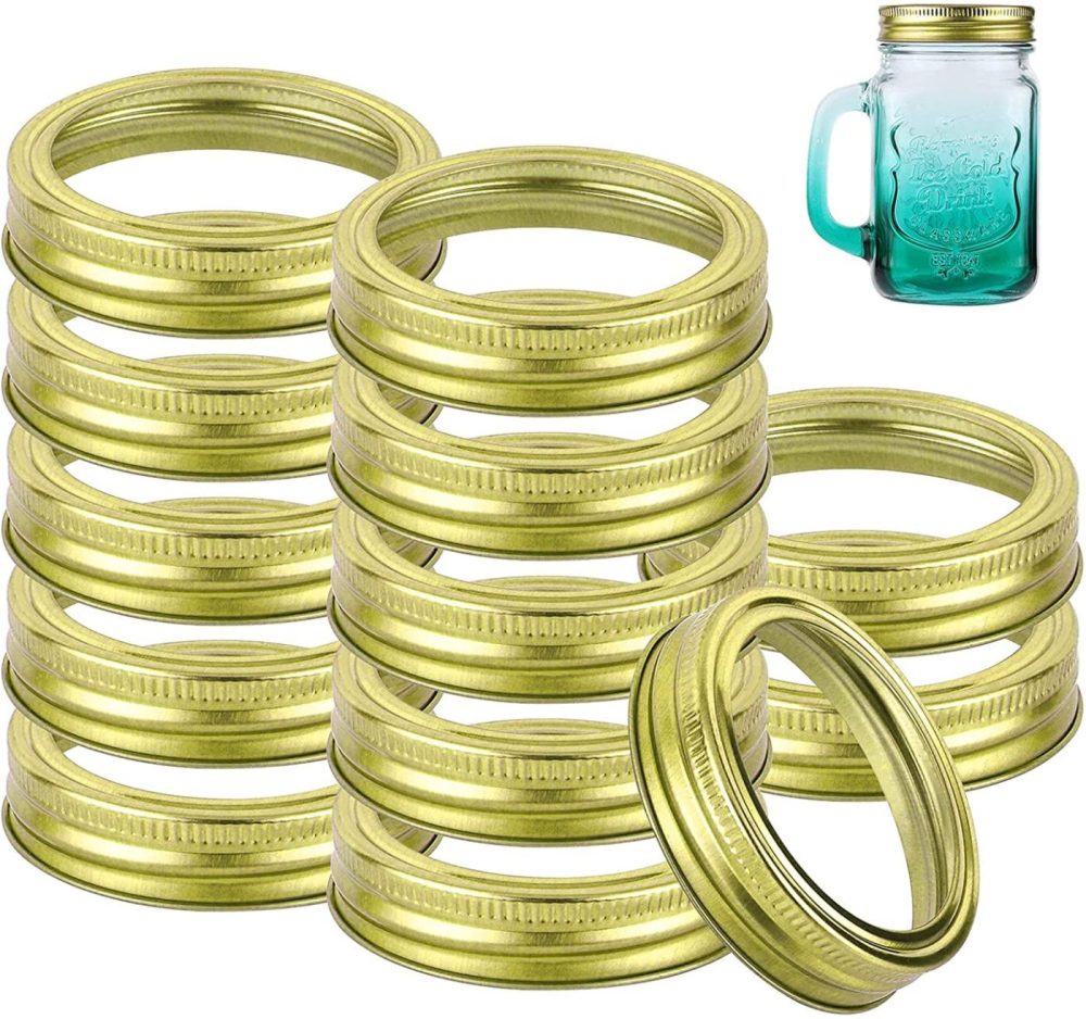 Cookware |  Ruisita 12 Pieces Gold Mason Jar Metal Rings Canning Jar Lids Regular Mouth Canning Supplies Rust Proof Jar Rings For Canning Fruits, Cookies, Candies Storing Cookware Cookware