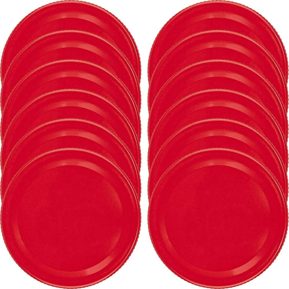 Cookware |  Southern Homewares Set Of 12 Red Mason Jar Lids Small Mouth Size Leak Proof Silicone Seal Festive Colored Lids Kids Fun Lids Cookware Cookware